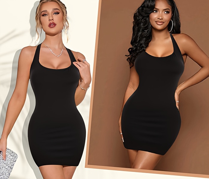 Seamless Halter Shaping Dress Backless Compression Slimming - Temu