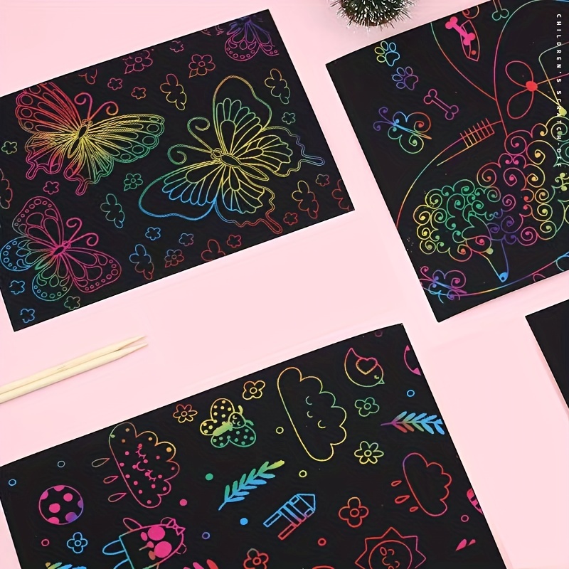 Rainbow Scratch Notebooks 2-Packs x24 Sheets , Scratch Off Paper Art S –  SHANULKA Home Decor