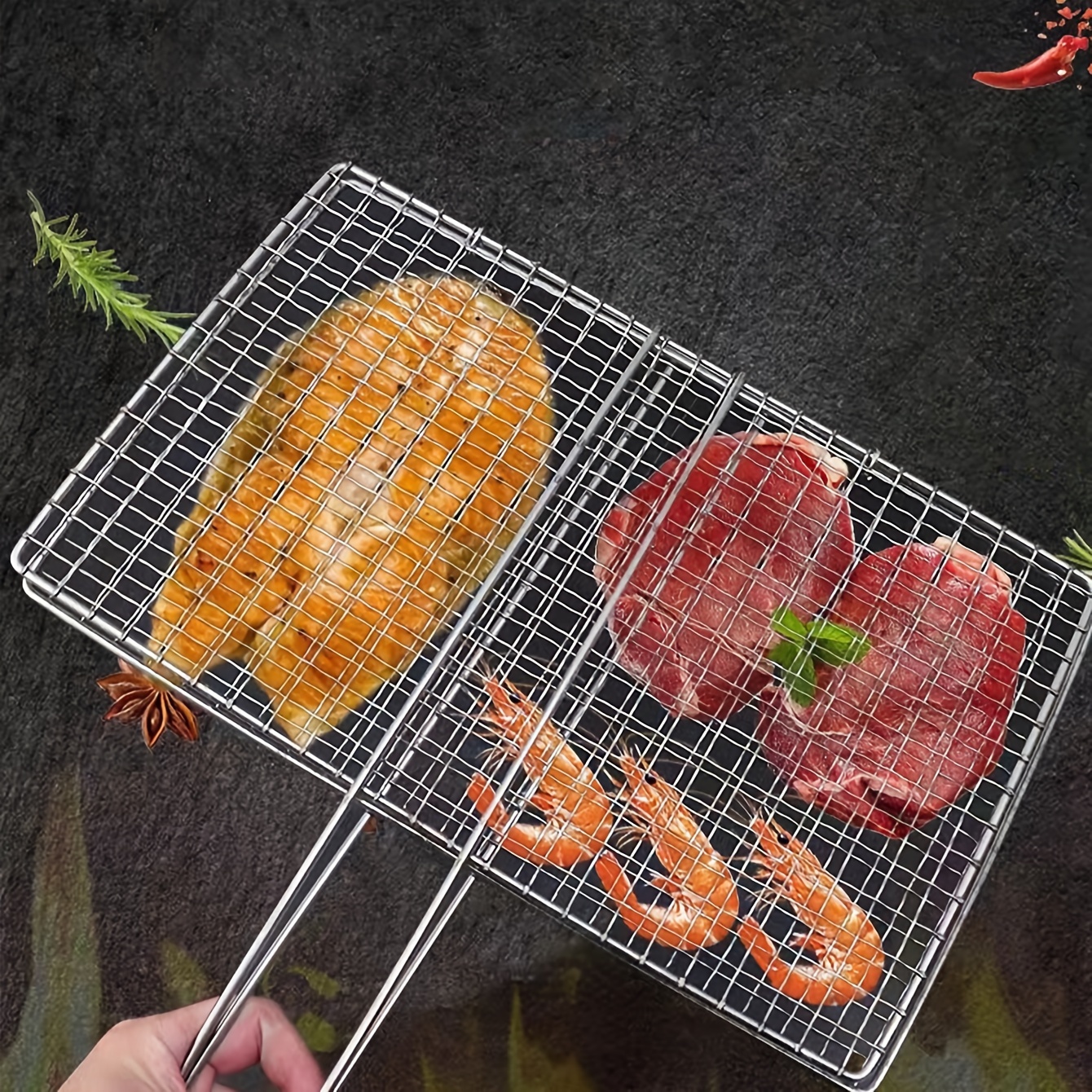 Stainless Steel Bbq Cage Grill Cage Seasoning Filter Bbq - Temu