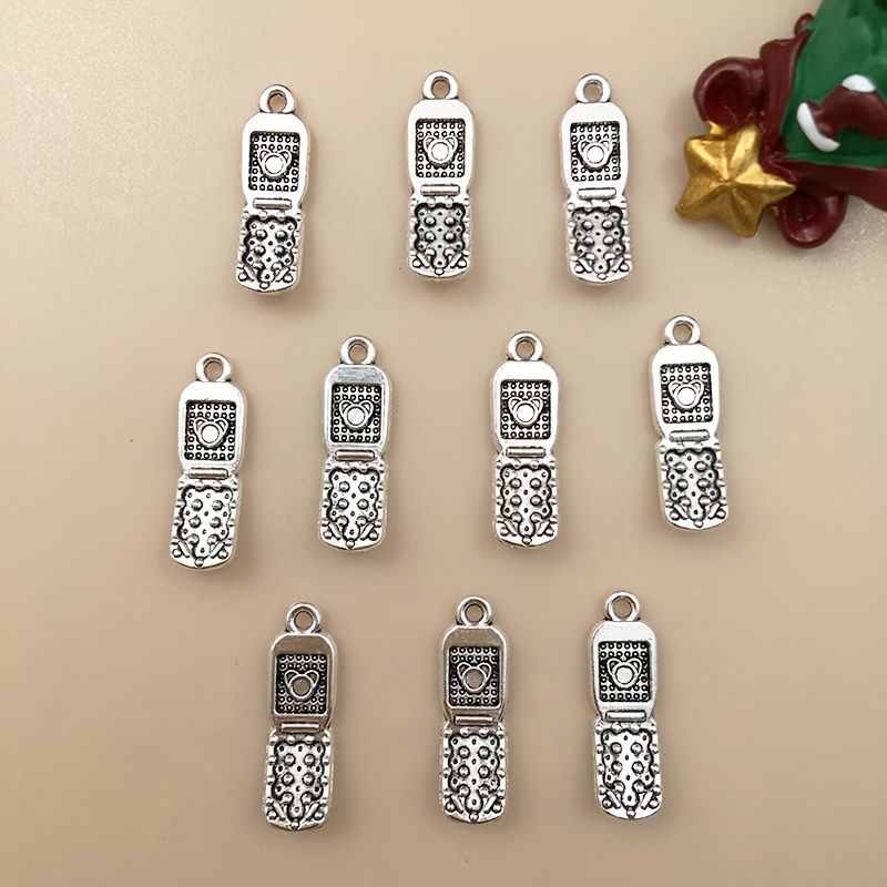 Zinc Alloy Charms Antique Silver Color Cute Phone Shape - Temu