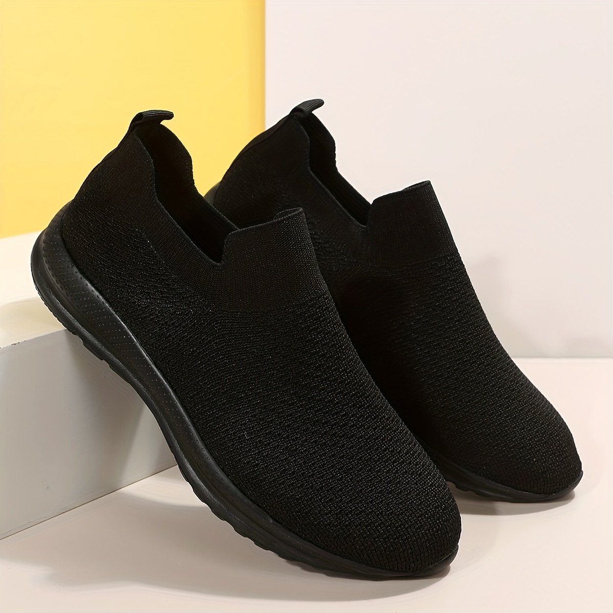 Women's Breathable Woven Sneakers Low Top Slip On Shoes