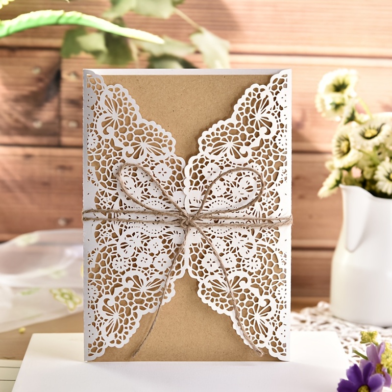 10pcs Wedding Accessories Invitation Cards Elegant Flower