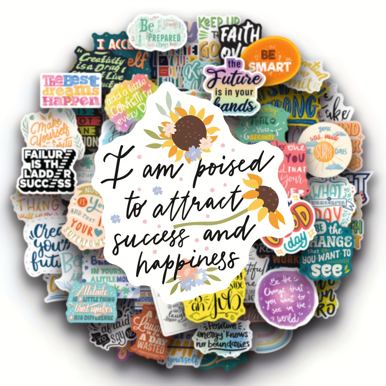 

100pcs Quote Stickers, Positive Stickers Motivational Waterproof Vinyl Stickers For Water Bottle Laptops Computers Phone For Women Adults Teachers Employees