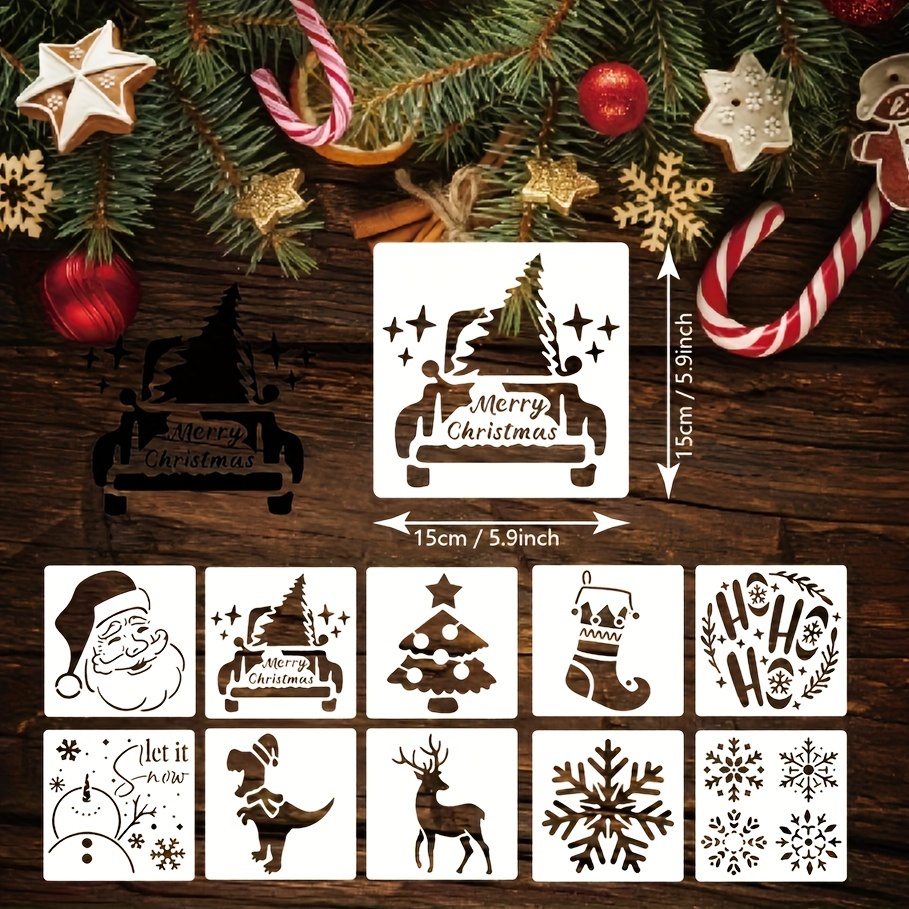 Merry Christmas Stencils Set Reusable Christmas Theme - Temu