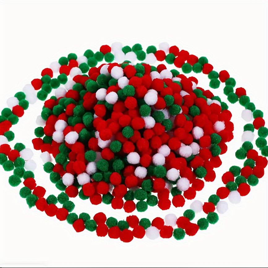 Christmas Pom Poms Mixed Colorful Red Green White Assorted - Temu