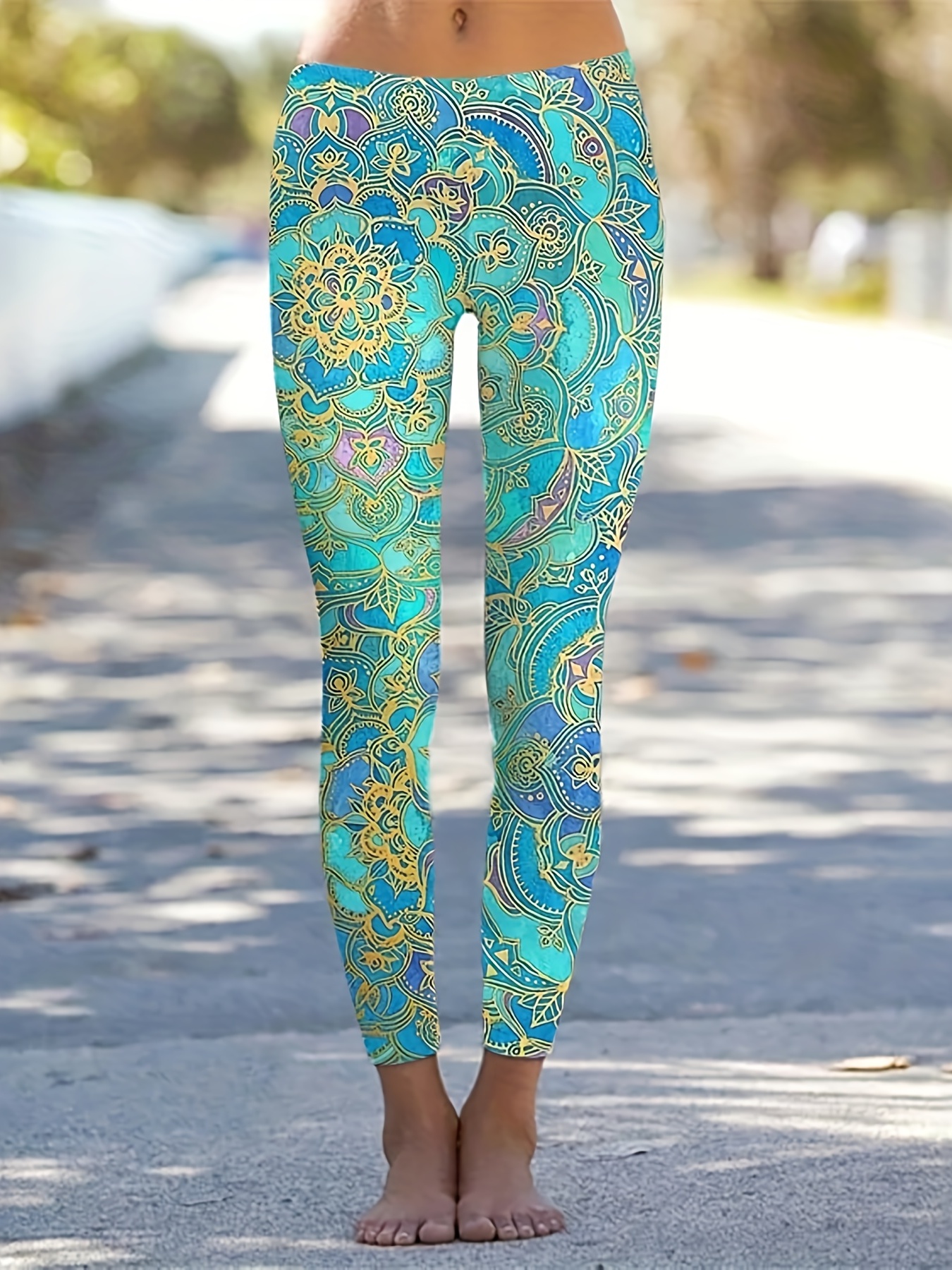 Mandala Leggings, Yoga Pants, Colorful Patterned High Waist