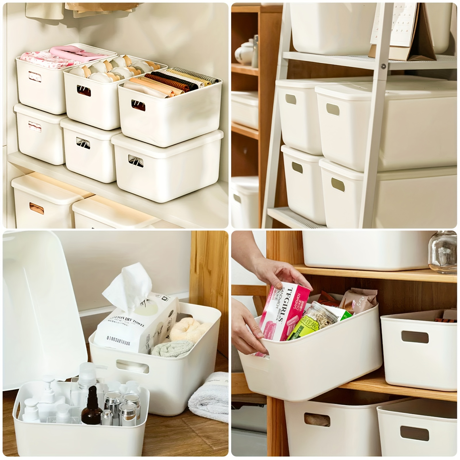 Bathroom Storage Bins Plastics Baskets Home Pantry Storage Box With Handles  Plastics Storage Box For Organizing