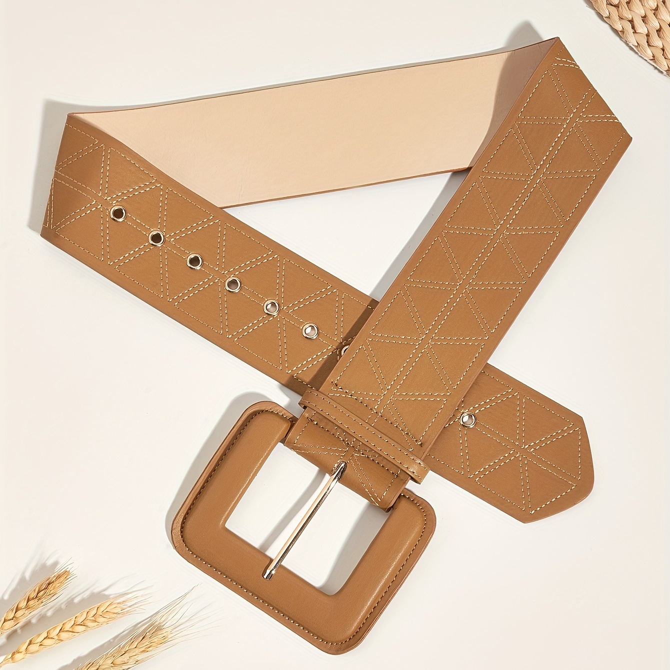 Triangle Alloy Buckle Belts Dress Belt Wide Fashion Elastic Waist Stretch  Women Wide Buckle Lady Belt - Temu