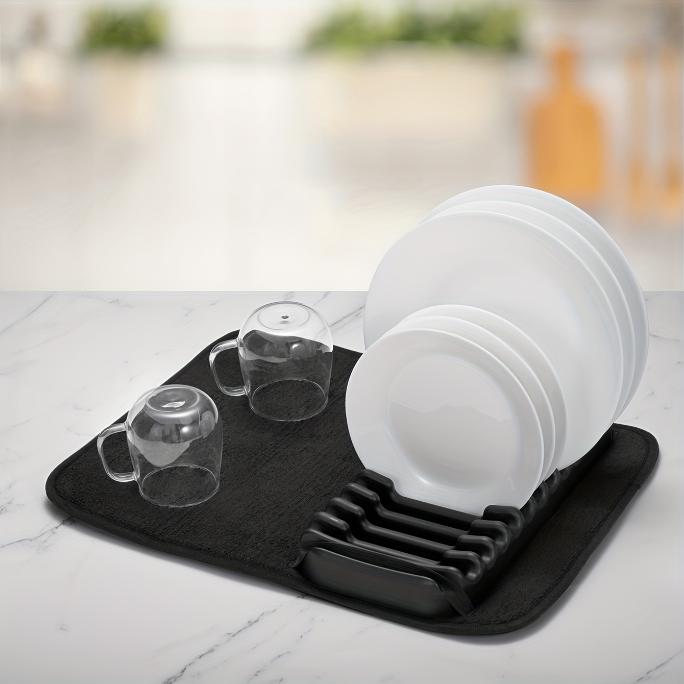 Dish Drying Rack With Mat For Both Kitchen Counter And Cupboard