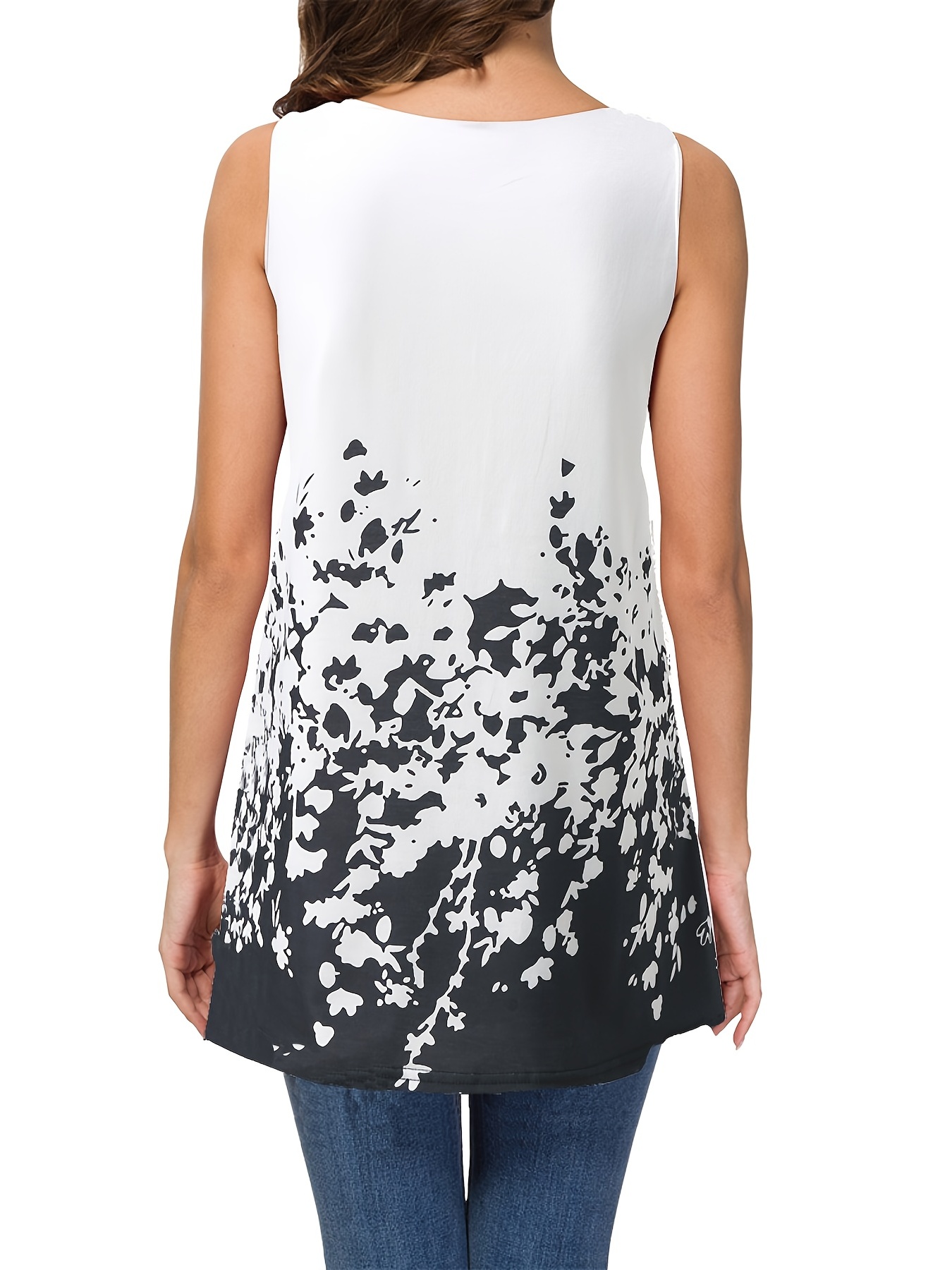 Floral Print Tank Top V Neck Casual Top Summer Spring