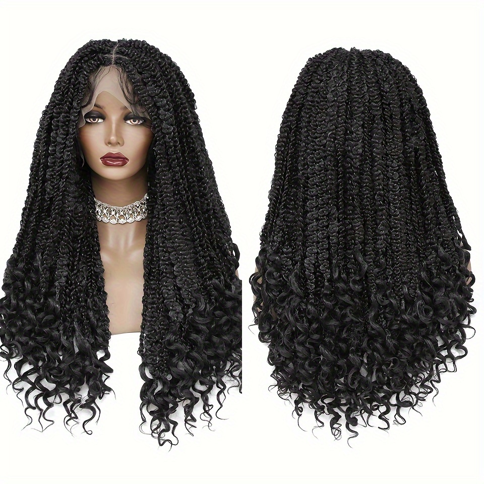 Full Lace Box Braid Wigs Pre Plucked Knotless Square Braided - Temu