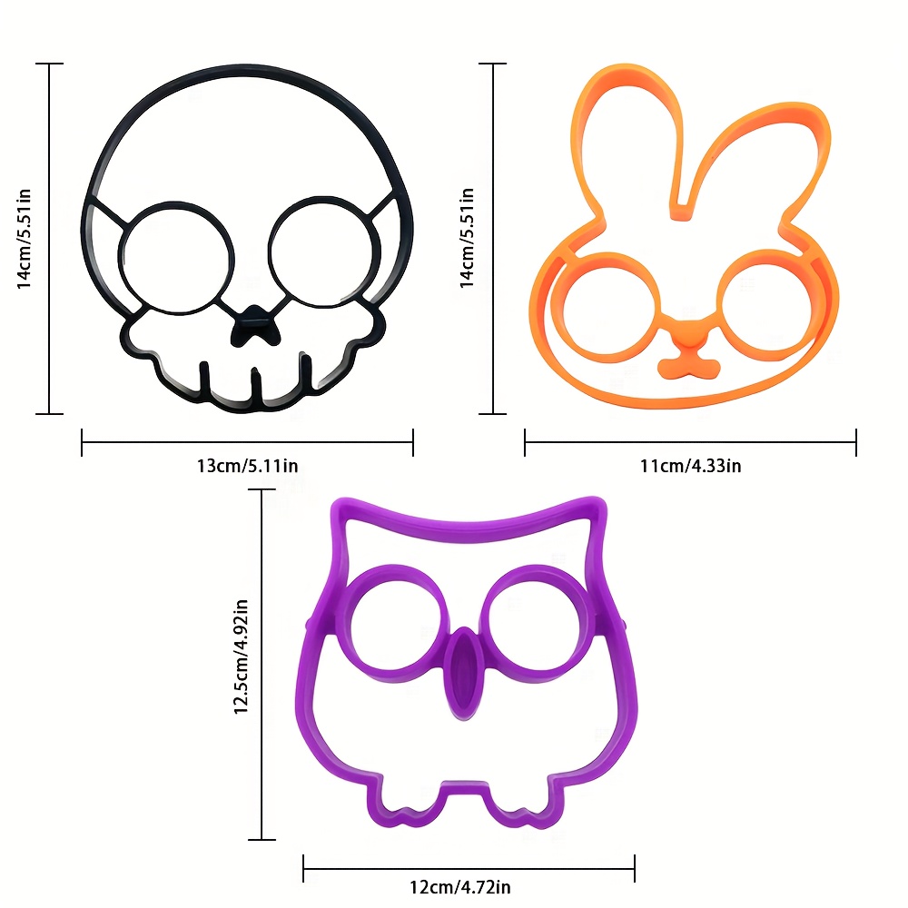 Spooky Halloween Owl & Skull Nonstick Silicone Egg Ring Maker Mold