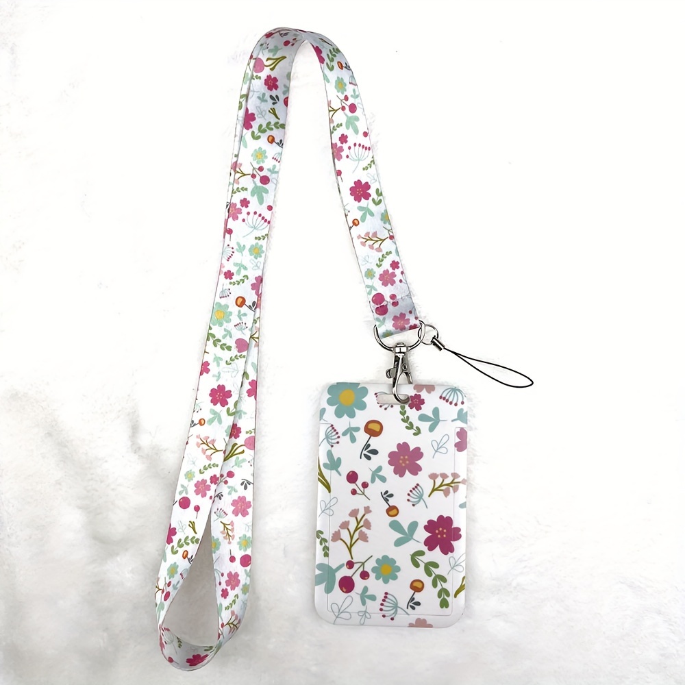 1pc Lanyard Artistic with Sweet Flower/Flamingo/Marbling Pattern,Lanyards for ID Badges for Teachers,Key Lanyard String,Teacher Lanyard Phone