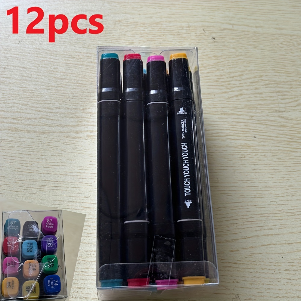 12pcs- Color Art Markers Double-ended Sketch Markers Set For Drawing ...