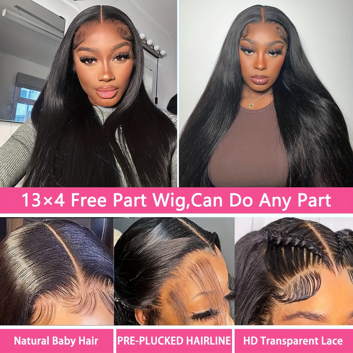 Straight Lace Front Wigs Human Hair 13x4 Hd Lace Front Wigs - Temu