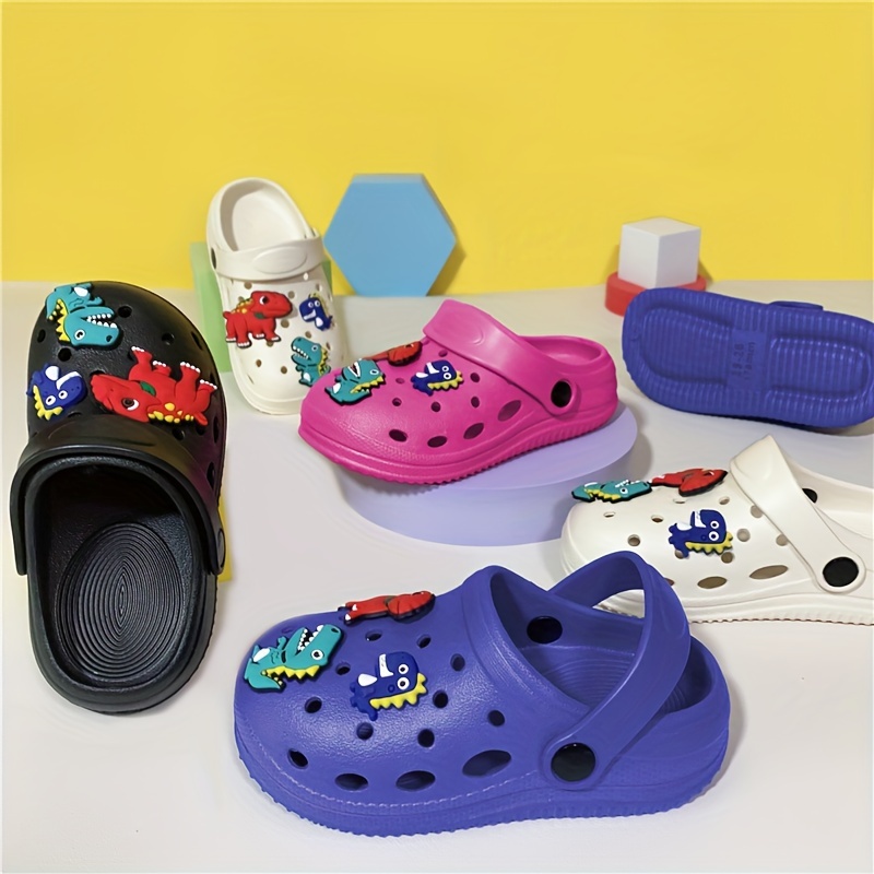 Casual Breathable Clogs With Cute Cartoon Charms For Boys And Girls, Quick Drying Lightweight Anti Slip Clogs For Indoor Outdoor Shower Beach Pool, All Seasons