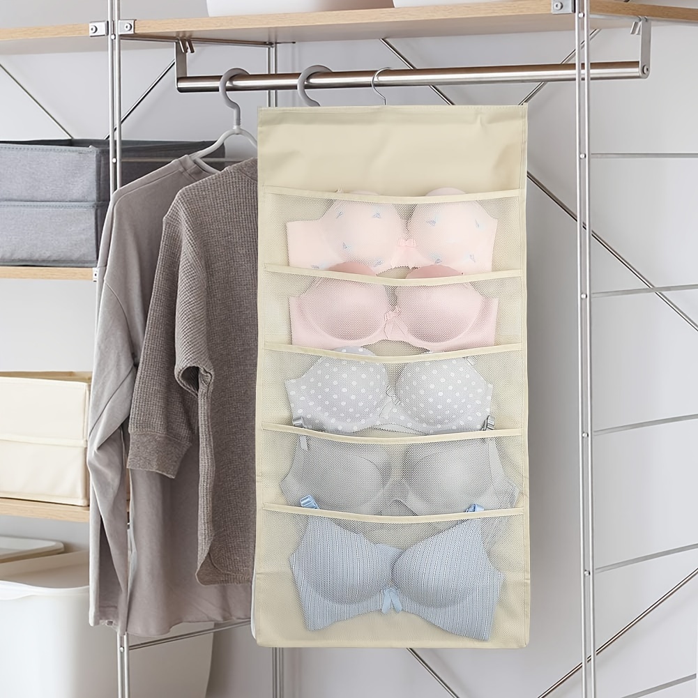 Orgazard 3D Closet Hanging Underwear Organizer Upgraded Enlarged Mesh  Pockets for Socks Ties Scarf Panties Storage, Door Wall Shelf Wardrobe  Space