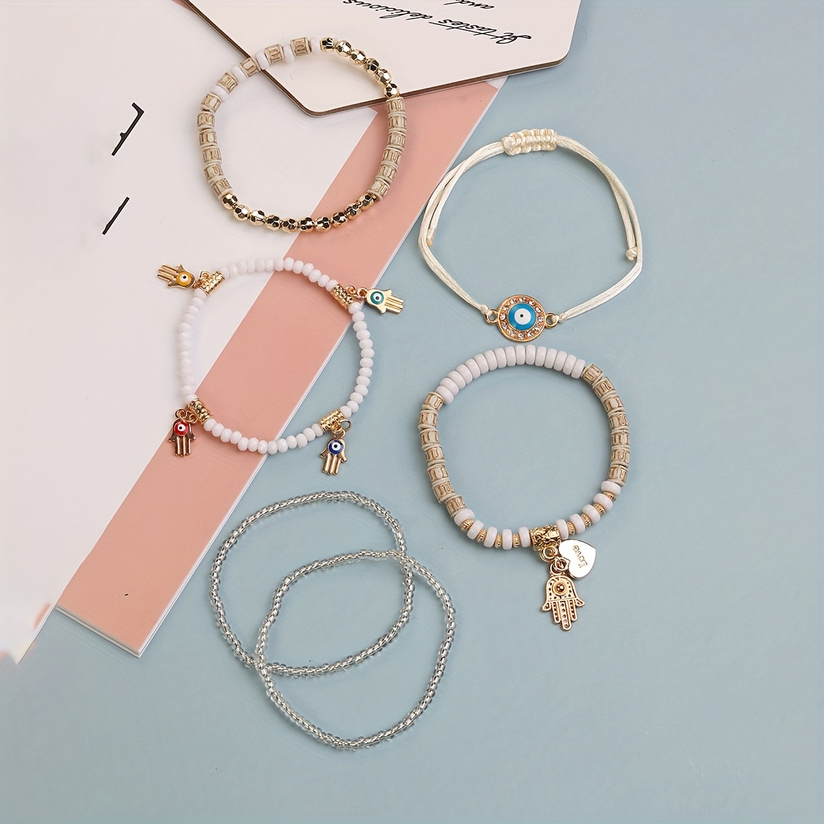 6 Pcs Multilayer Boho Beaded Bracelet Set for Men and Women
