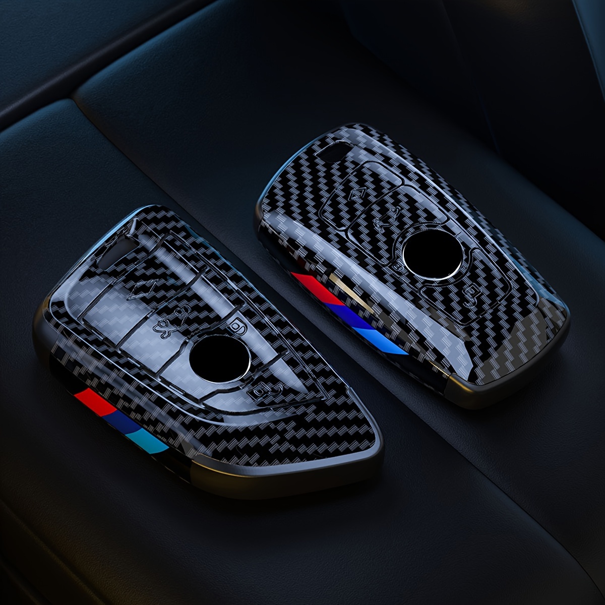 Funda de llavero de fibra de carbono, carcasa de metal para llave de coche  con llavero BMW, compatible con BMW M5 X1 X2 X3 X4 X5 X6 2 3 5 6 7