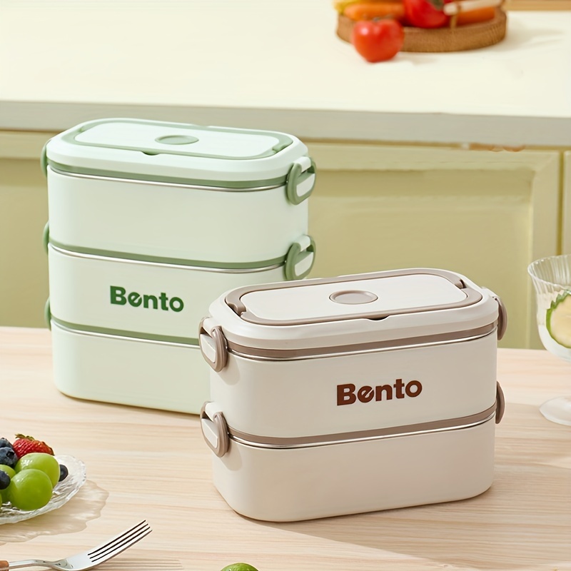 HOMETALL Adult Lunch Box,3 Stackable Bento Lunch Containers for Adults,  Modern Minimalist Design Bento Box with Utensil Set, Leak-Proof Lunchbox  for