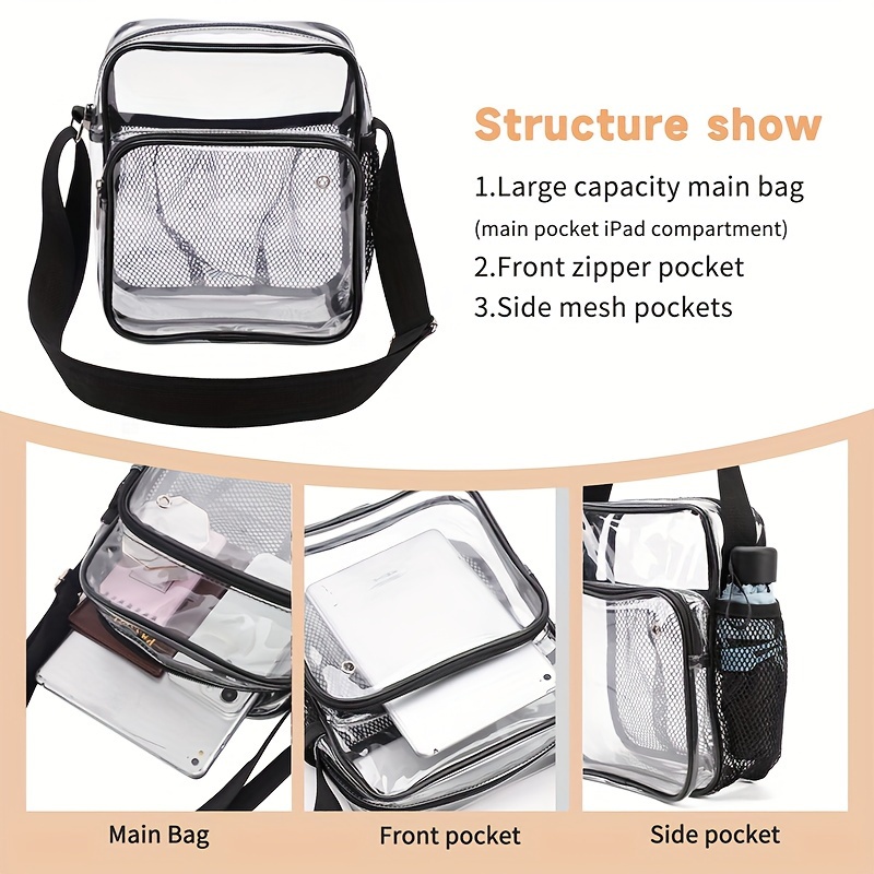 Transparent Mesh Pvc Crossbody Bag Handbag Waterproof - Temu