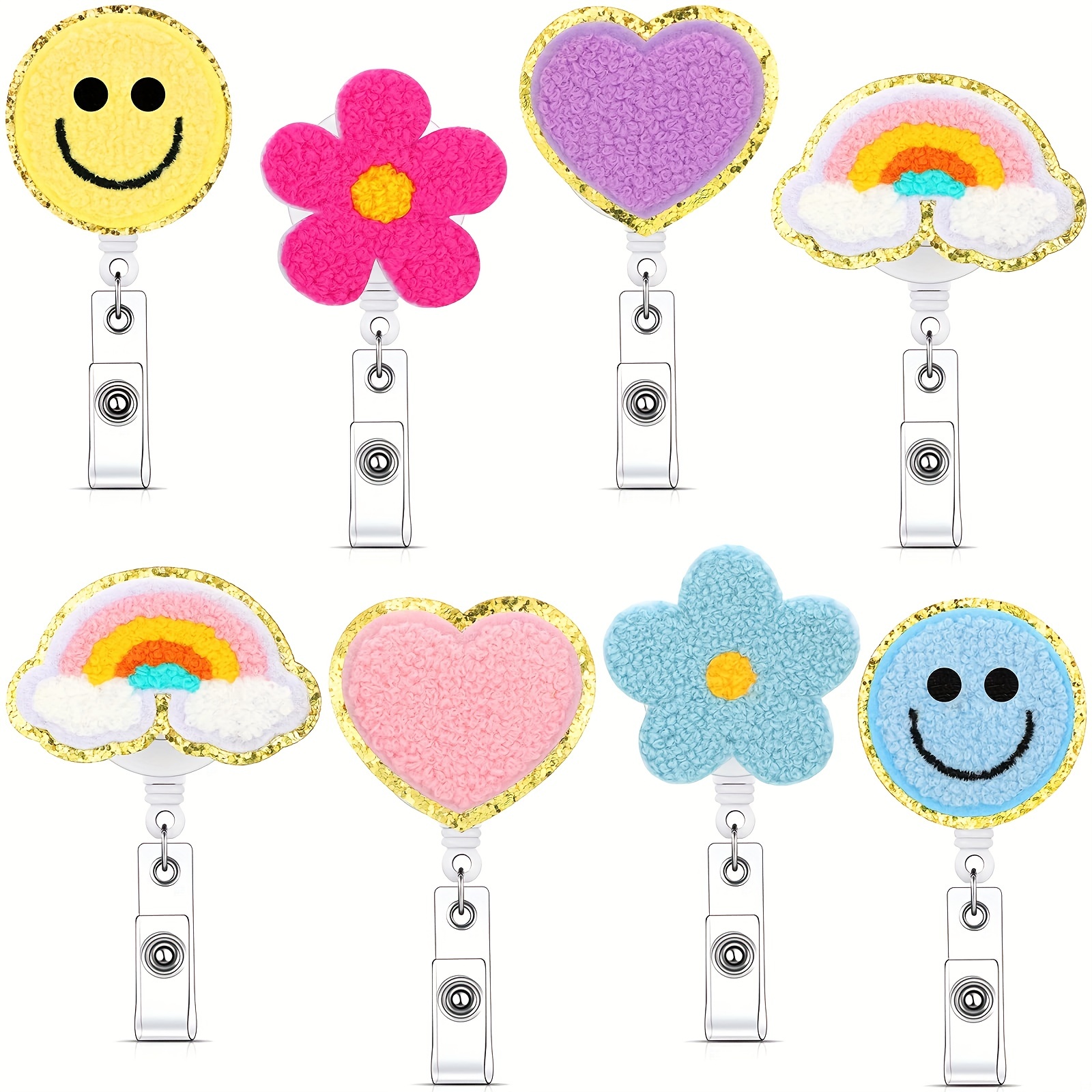 Badge Reel With Flowers for Nurse Purple Floral Name Clip for 