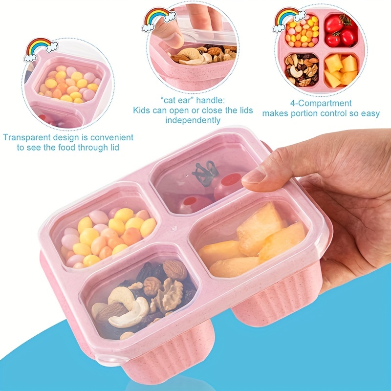 Bento Box Wheat Straw Adult Lunch Box 4 compartment Meal - Temu