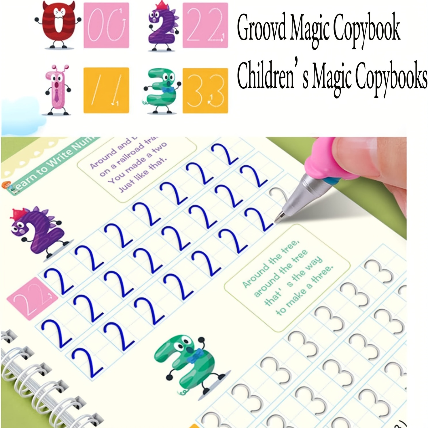  4PCS Groovd Magic Copybook, Children's Magic Copybooks