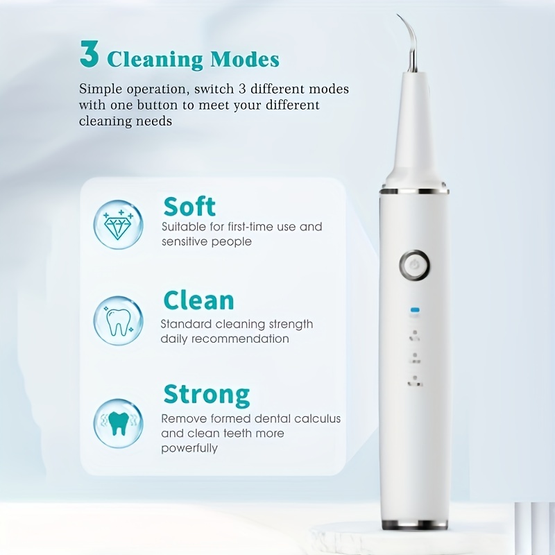 Ultrasonic Teeth Cleaner Kit - 3 Modes, Rechargeable, LED Light, Fast Charge, 4  Heads - Get a Professional Cleaning at Home!
