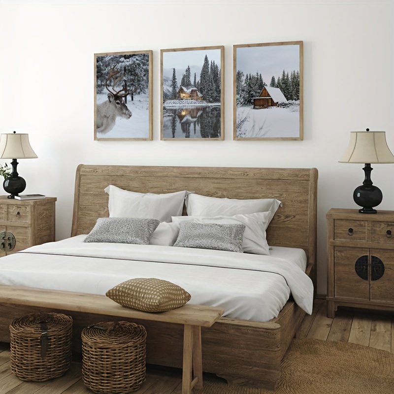 Winter Snowy Scenery Canvas Painting - Modern Art