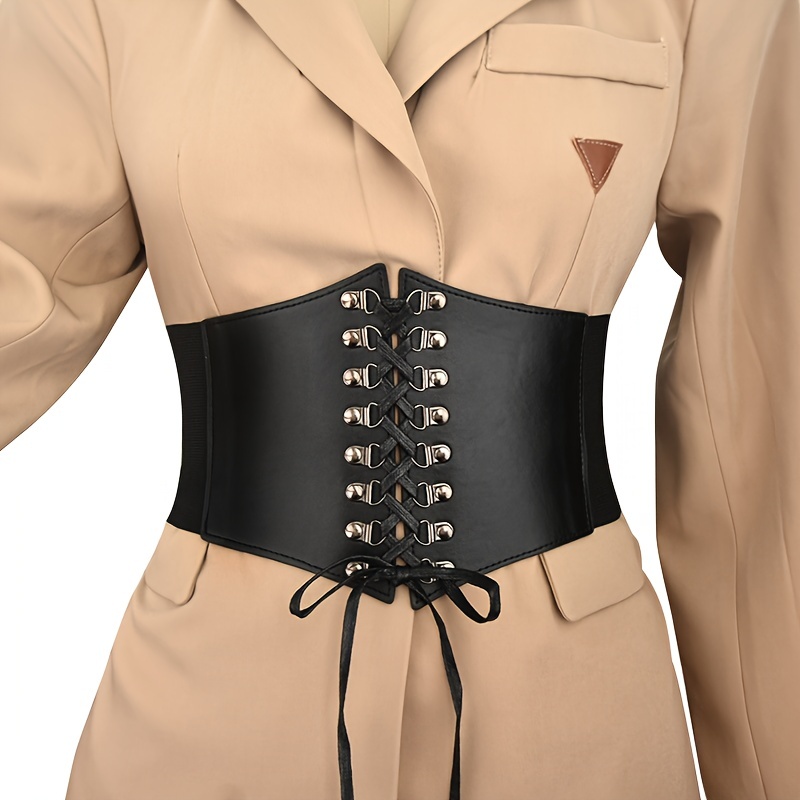 Cinturones Anchos Irregulares Punk Para Mujer, Faja De Vestir Vintage Con  Cintura Elástica En Relieve De Color Sólido A La Moda - Temu