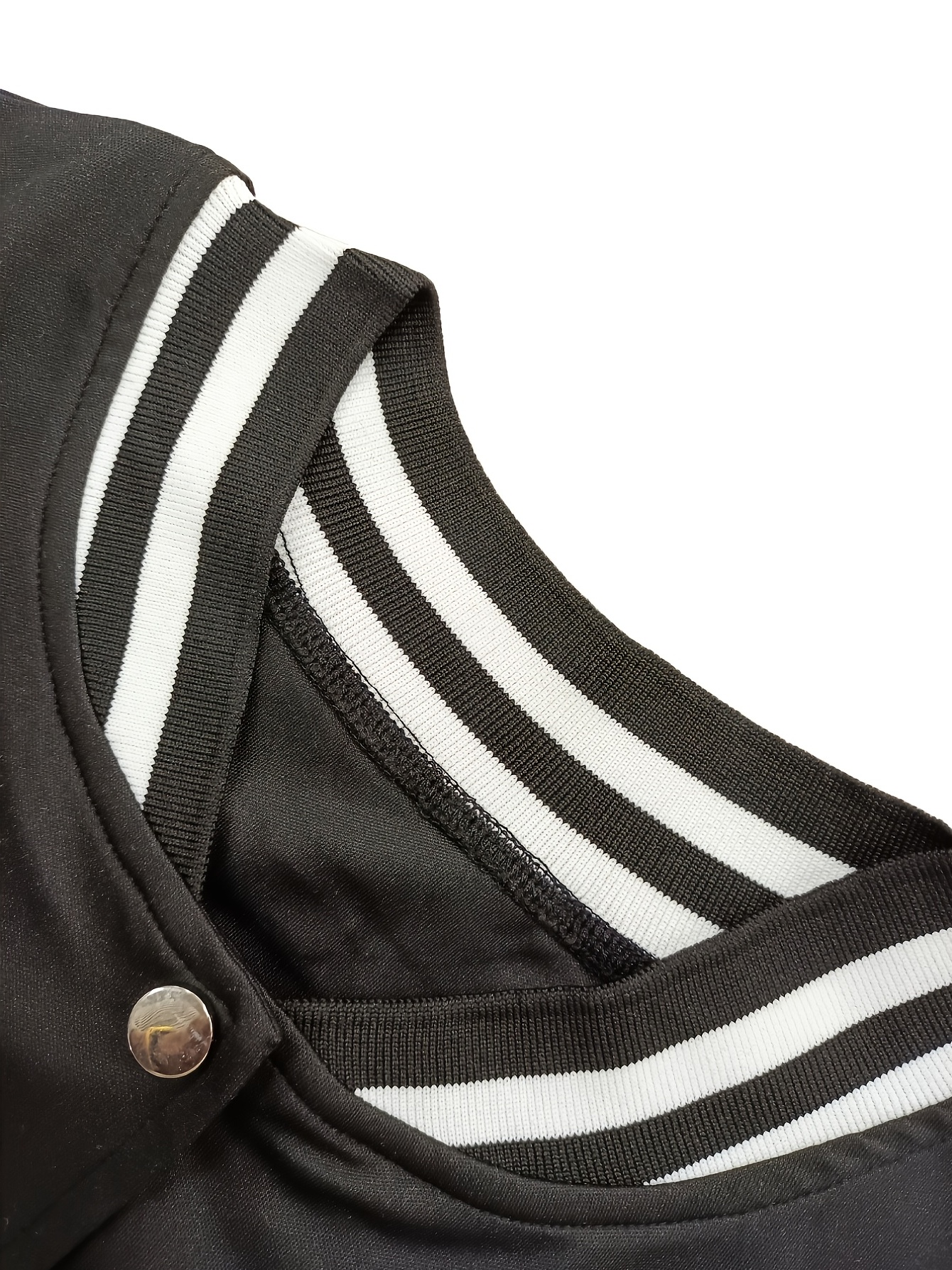 Women's Varsity Striped Crop Top & Leggings 2-Piece Set, Black/White, S/M