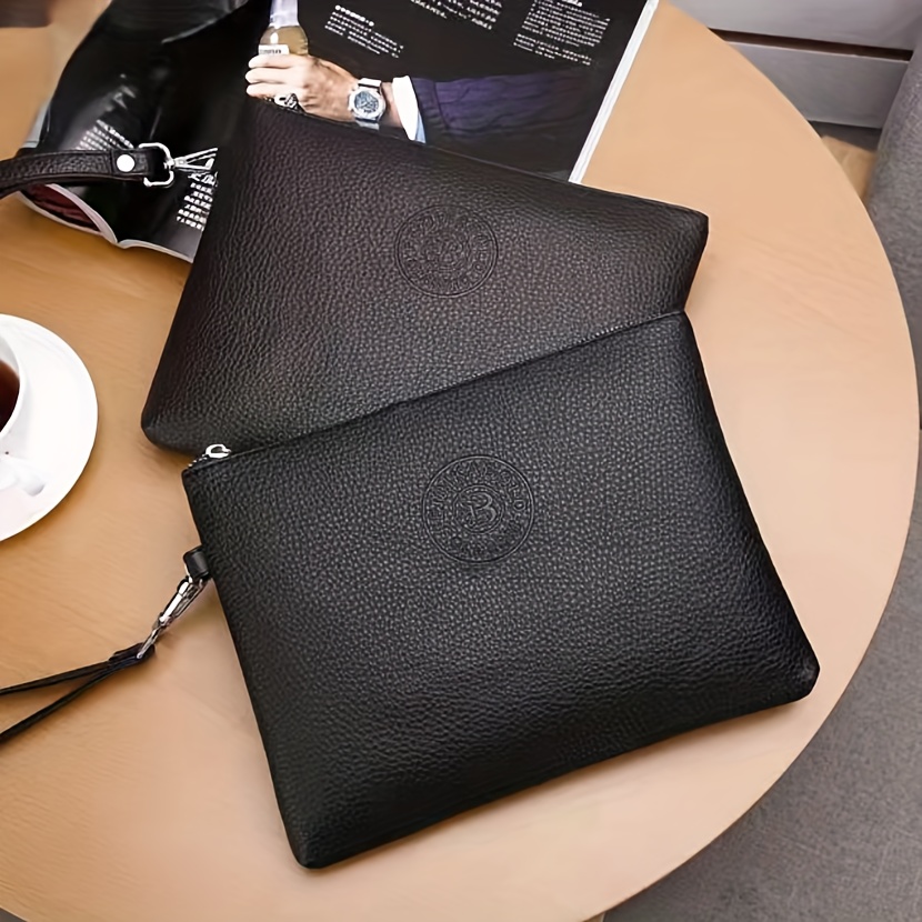 Mens Clutch Bag With Wristlet Tiger Embroidered Envelope Bag Large Capacity  Handbag Fashion Pu Clutch Wallet Card Holder - Bags & Luggage - Temu