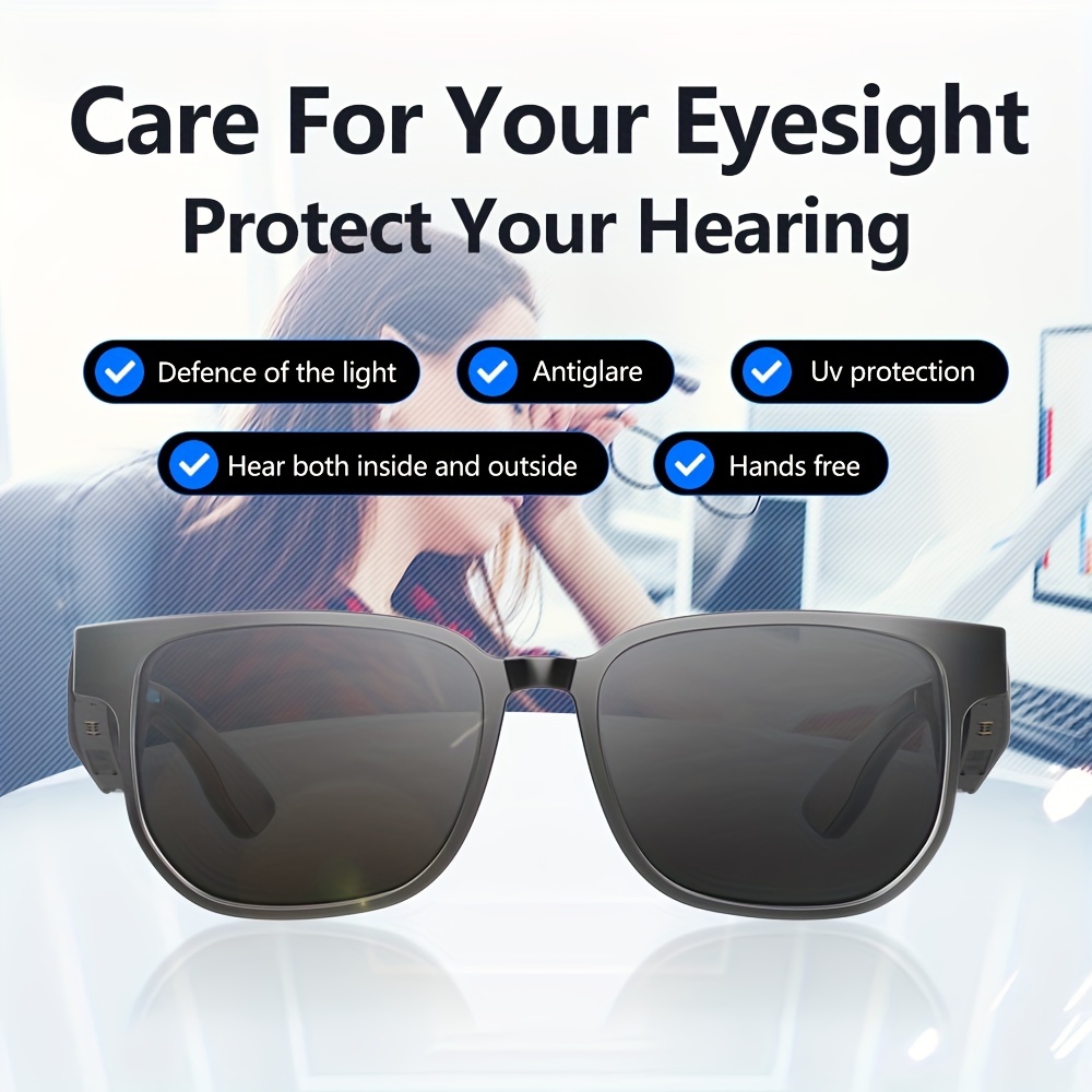 Smart Glasses Wireless Headphones UV resistant Sunglasses Outdoor Sports Headphones Calling Music Blu ray Resistant Glasses Polarized Lense S Stereo S