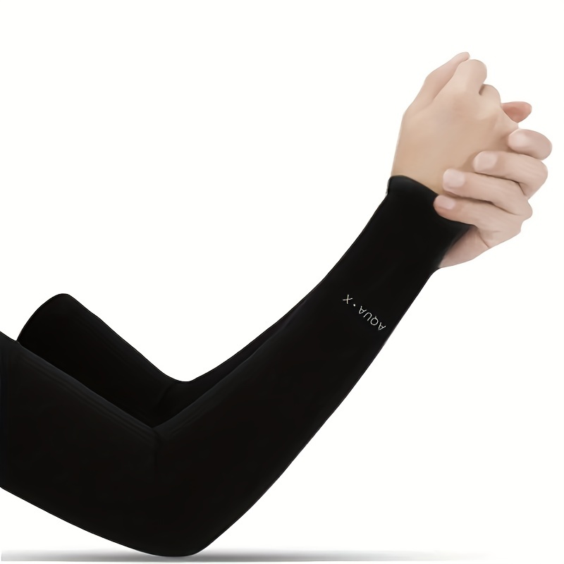 1 Pair Unisex Summer Ice Sliky Fiber Fabric Arm Sleeves - Lightweight, Breathable Compression Arm Covers for Outdoor Activities, Sports & Daily Wear, Black, Outdoor Arm Protection, Sleek Design, Flexible Fit