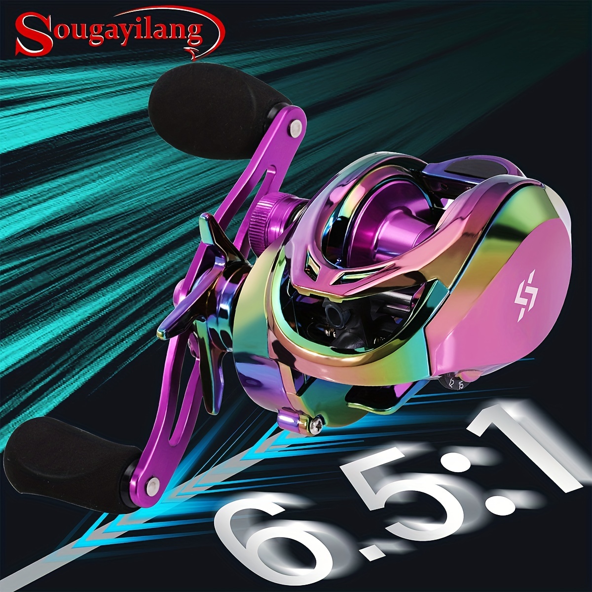 Sougayilang Colorful 6.5:1 Gear Ratio Baitcasting Reel, 9+1BB 8kg/17.64lb  Brake Aluminum Alloy Fishing Reel ( For Advanced Anglers )