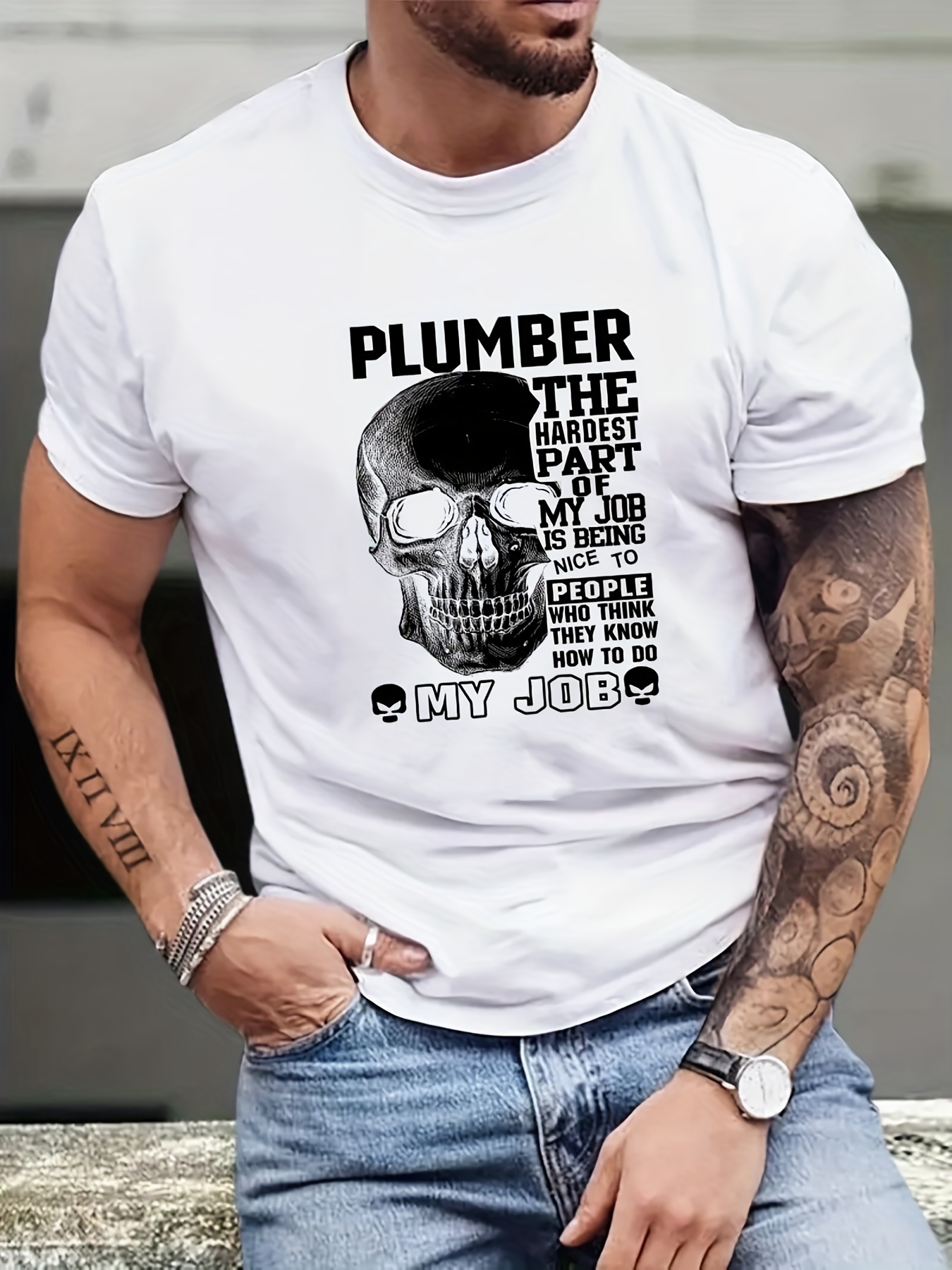 Skull Print Short Sleeve T Shirts Men Plus Size Stretchy Temu Ireland