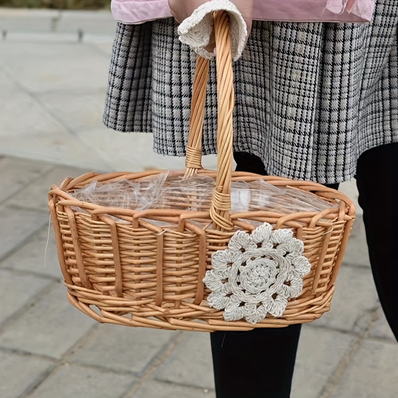 Storage Accessories Handmade Rattan Weaving Wicker Basket Bicycle