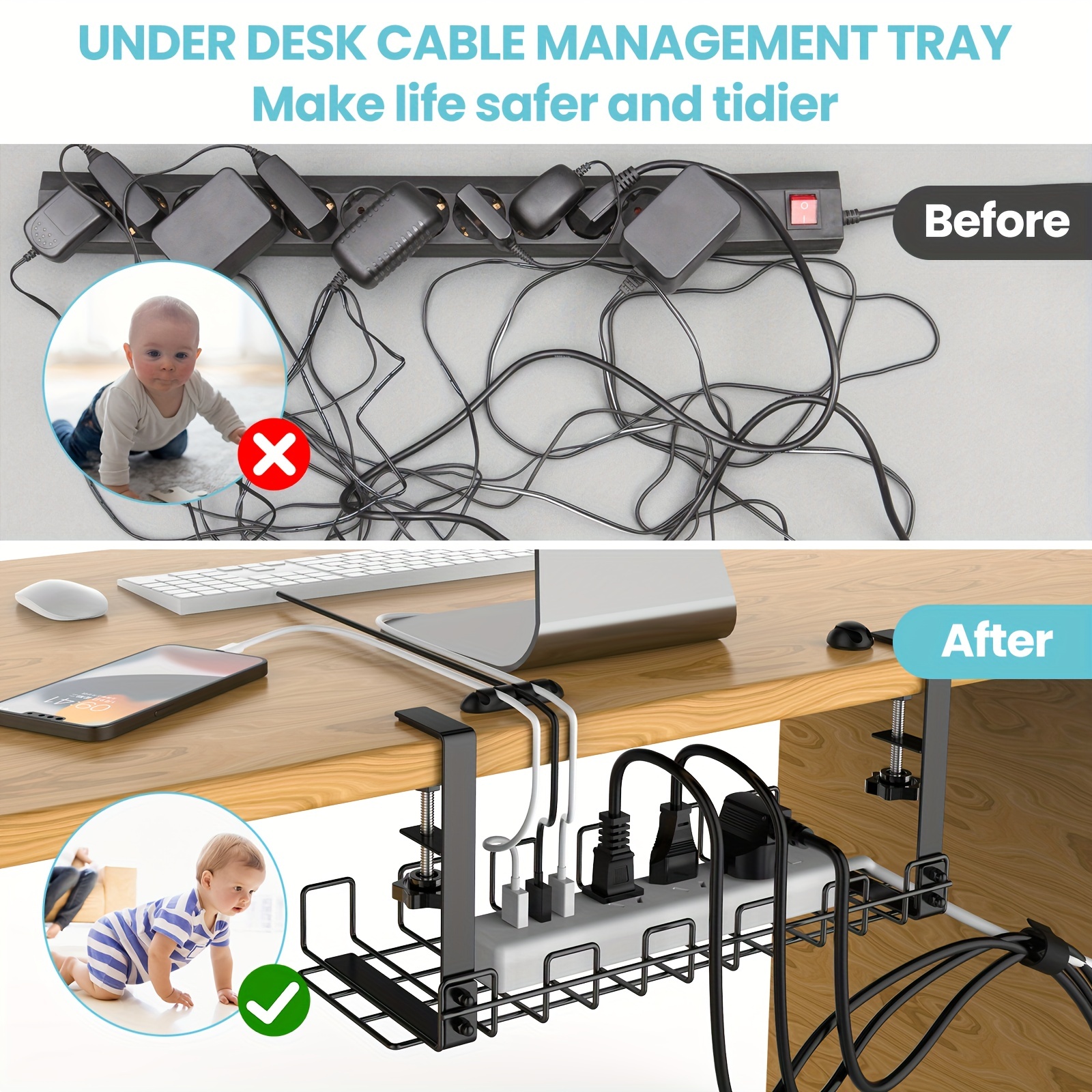 Desk Cable Management Tray  Office Cable Management Office - Desk