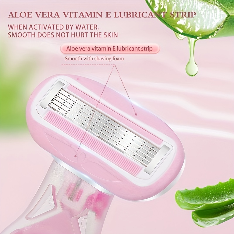 5-Layer Pink Drop Shaped Women's Shaving Razor with Storage Box