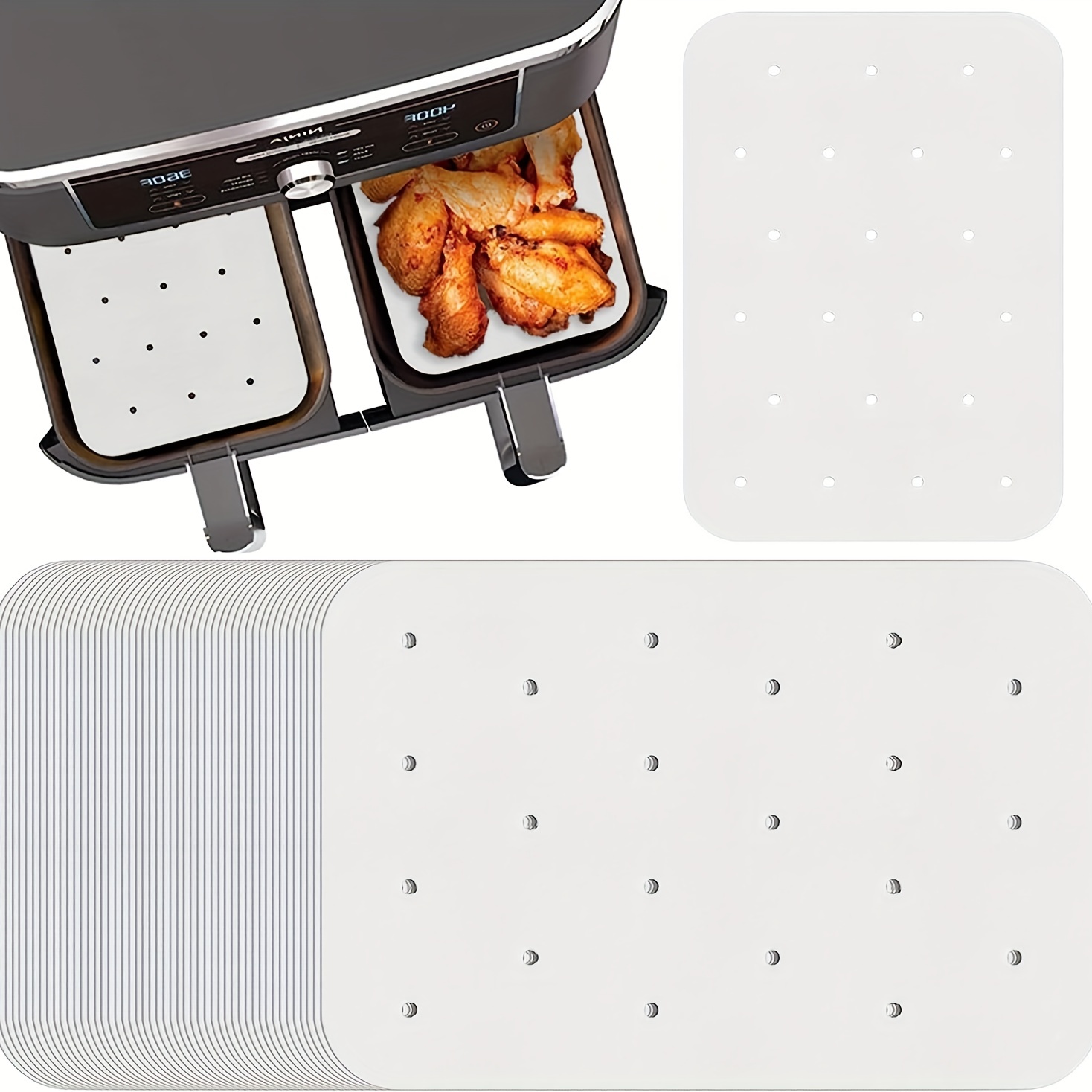 Air Fryer Liners For Ninja Foodi,, Disposable Parchment Air Fryer Paper  Nonstick Greaseproof Air Fryer Liners Compatible With Ninja Dual Air Fryer  Dz201/dz401, Air Fryer Accessories - Temu
