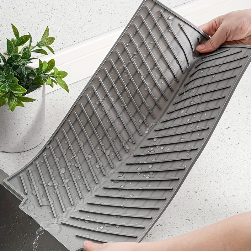 Silicone Dish Drying Mat, Silicone Drain Mat With Built-in Drain