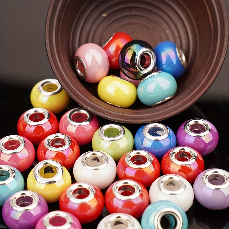 12pcs Mixed Color Faceted Resin Beads Large Hole Beads Spacer Beads For DIY  Bracelet Accessories Beaded Beads Jewelry Making