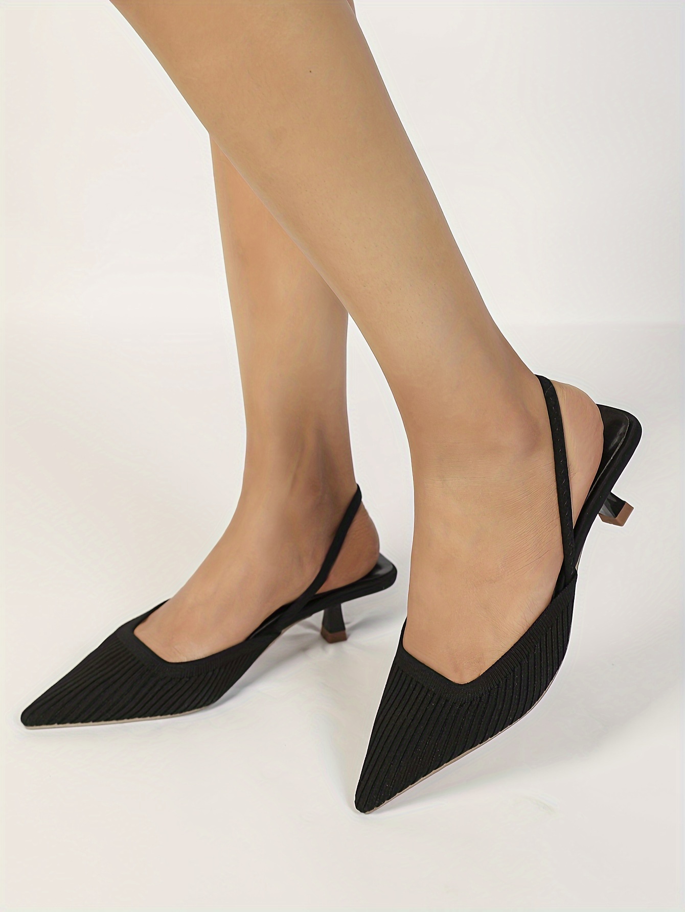 Women's New Style Pointed-Toe Shallow Mouth Sandals, Breathable Fairy-Style Woven Shoes with Kitten Heels, Comfortable Open-Back Flat Shoes for Summer, Women Shoes