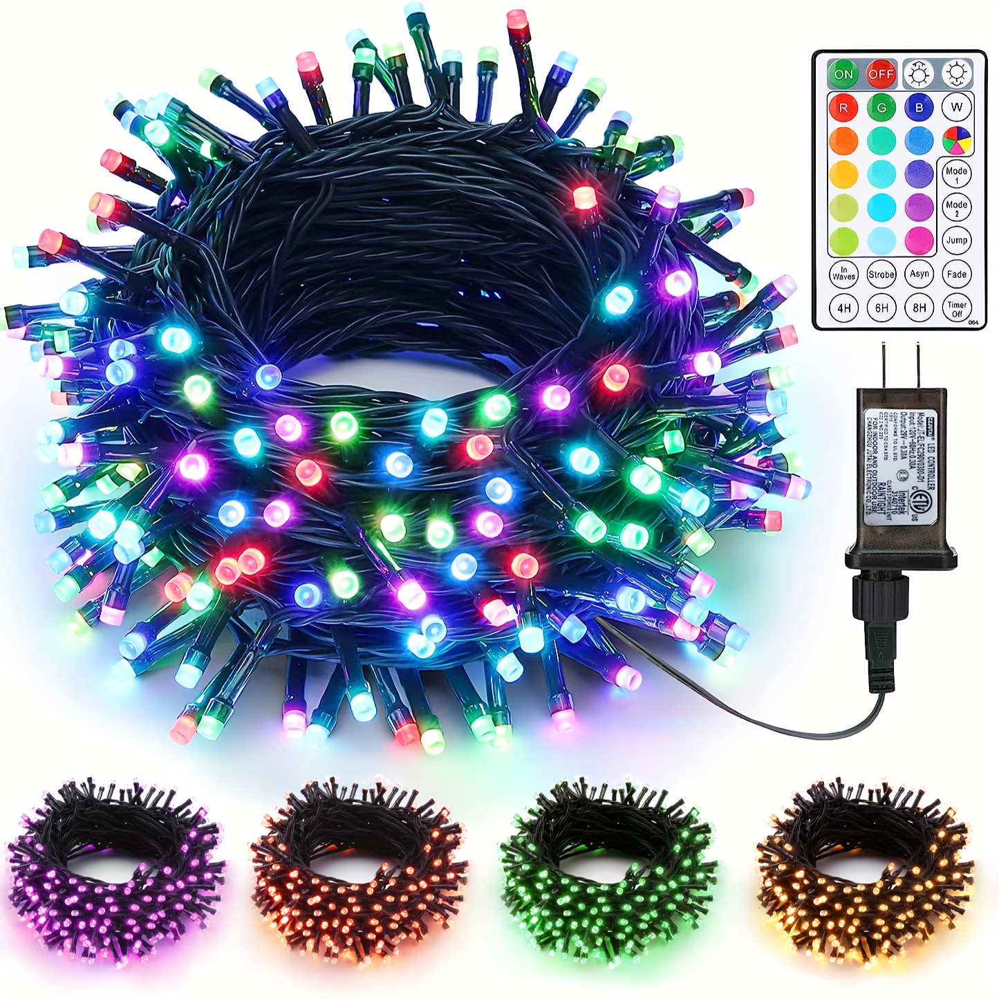 1 Pack 100/200LED RGB Linear Light, RGB Halloween Christmas String Lights  Tree Lights With Remote Timer Plug, Color Changing Christmas Tree Lights, In