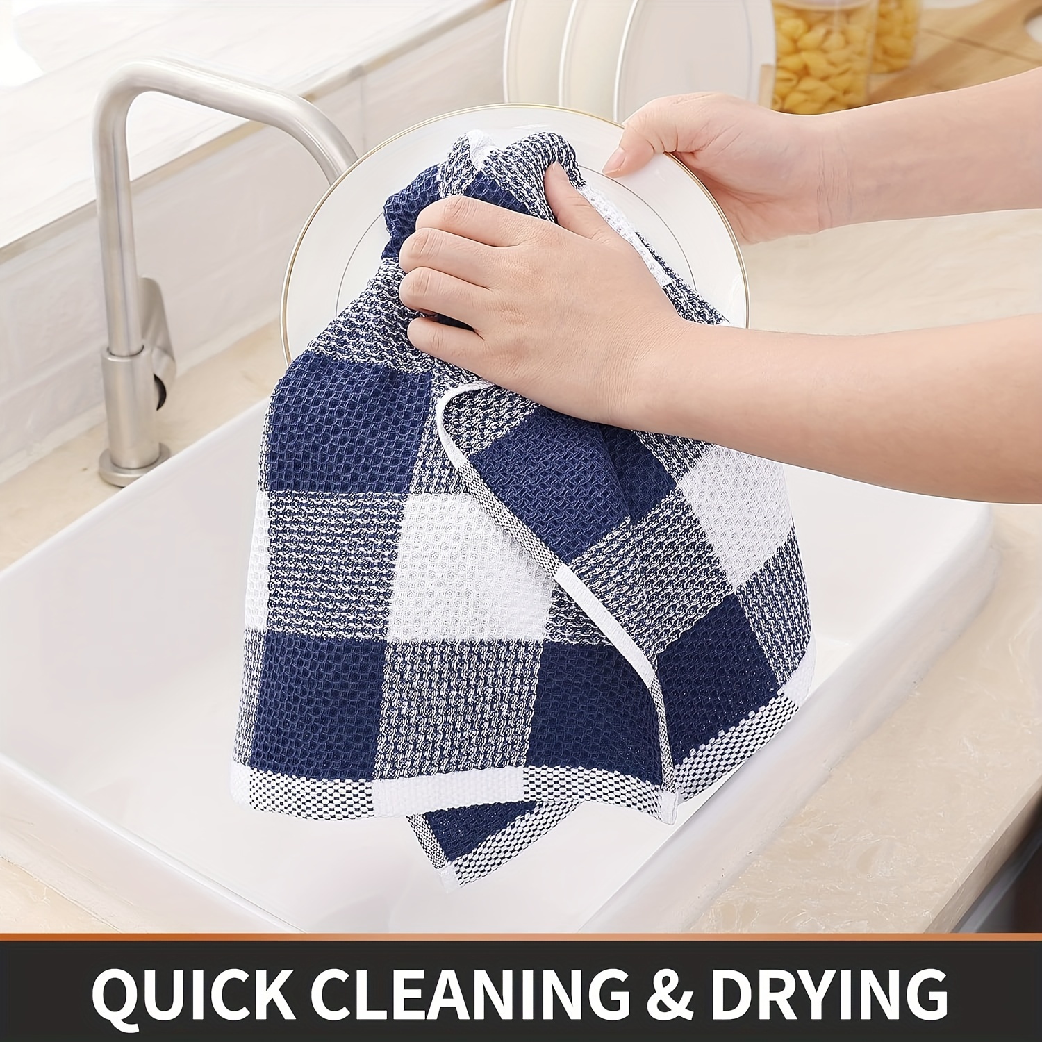 Striped Dish Cloths, Waffle Square Plaid Dishwashing Towels, Cleaning Rags,  Face Towels, Double-sided Napkin Tea Towel, Absorbent Quick-drying Scouring  Pads, Kitchen Supplies, - Temu