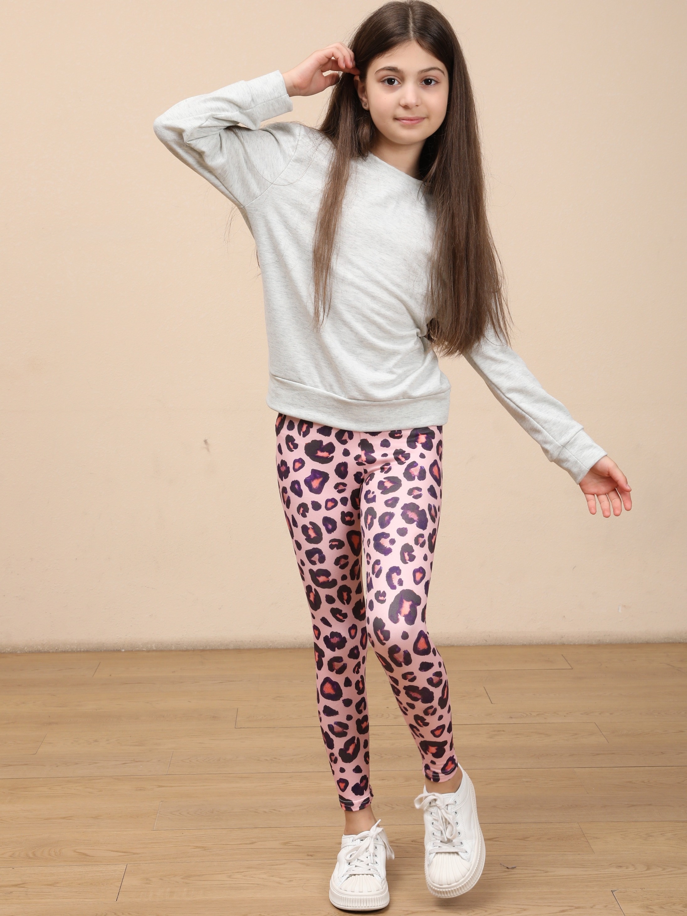 2pcs Leopard Print Leggings Set Girls Stretchy & Comfy Pants Kids Halloween  Gift Christmas
