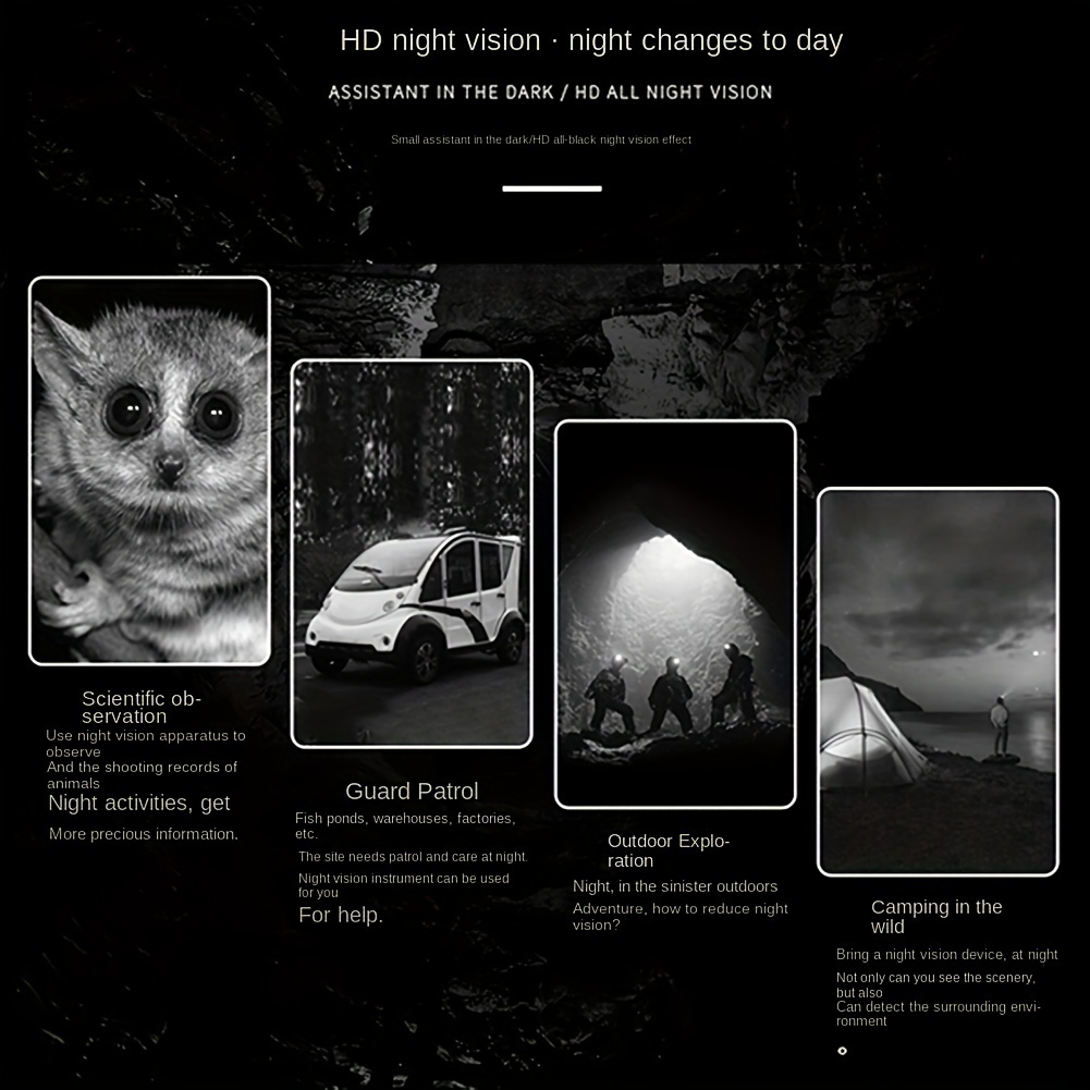 Prismáticos ENKERS Gafas de visión nocturna Gafas de visión nocturna  digital para 100% de oscuridad Full HD Guardar fotos y videos para viajes  de caza Vi-Black