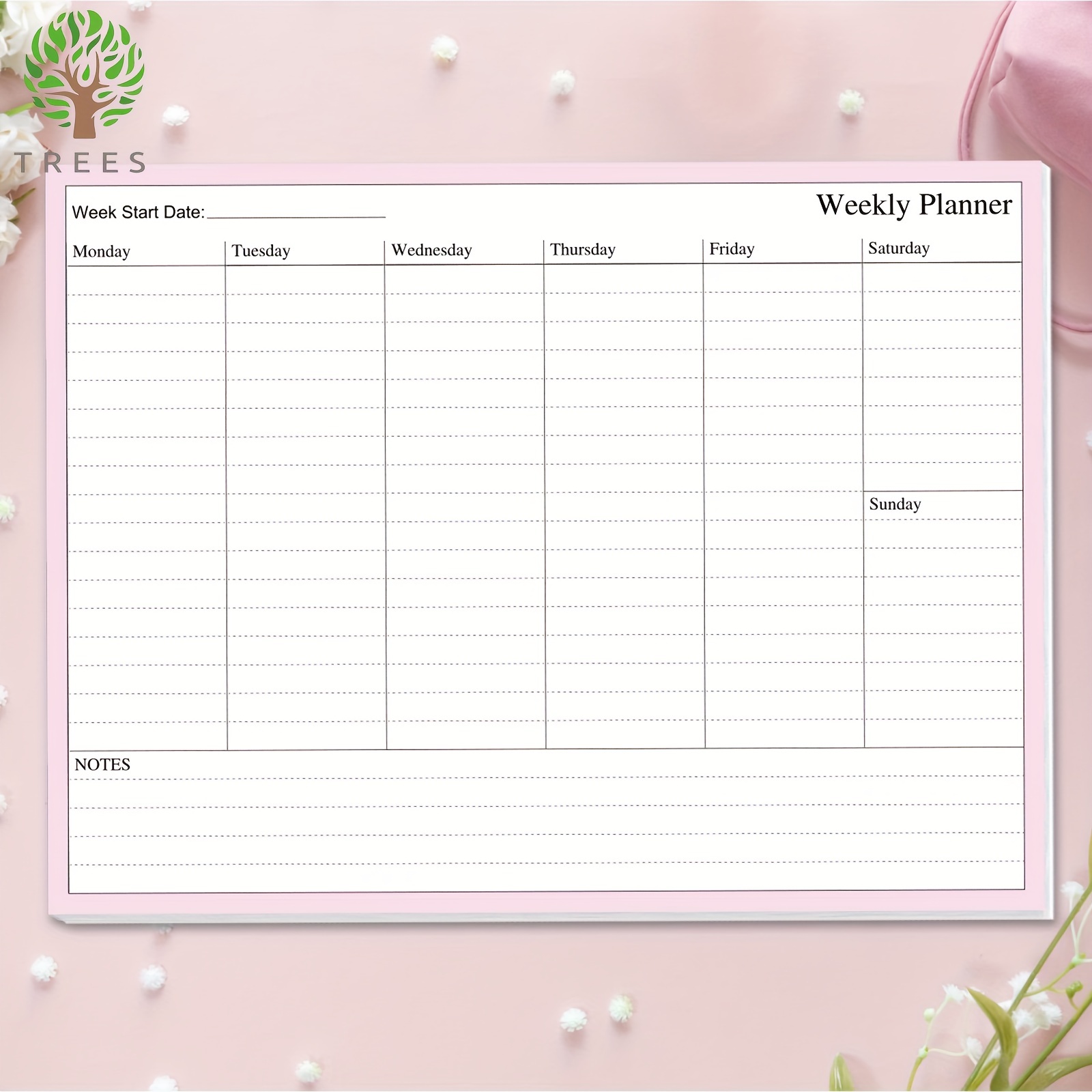 Weekly Planner Notepad: Pastel Pink Color, To Do List, Daily Agenda,  Organizer, Desk Pad, 50 Sheets (Paperback)