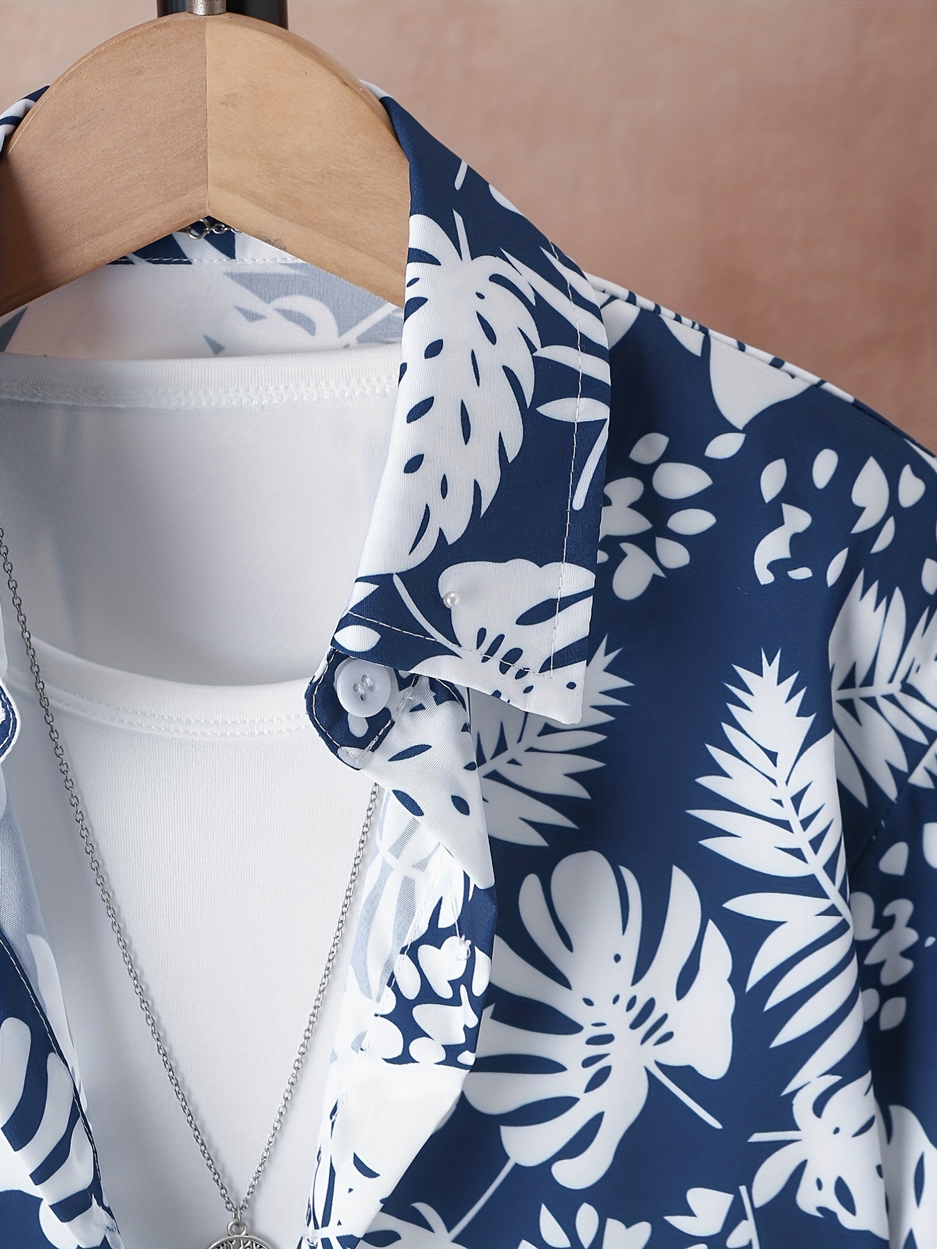 Boys Leaf Print Button Down Set For Summer